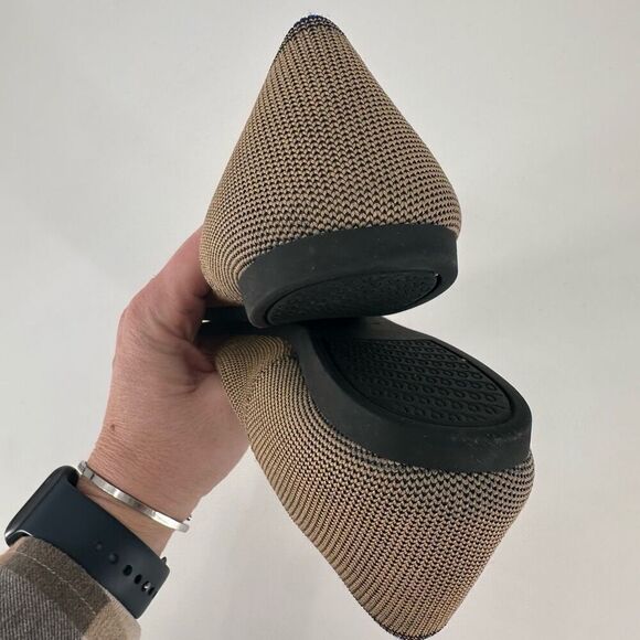 Rothy's Retired THE POINT Pointed Toe Ballet Flats DUNE CAP TOE Size 10 Black Ta - Picture 7 of 10